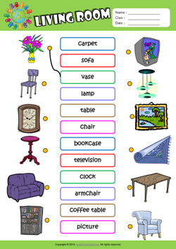 Living Room ESL Printable Worksheets For Kids 1